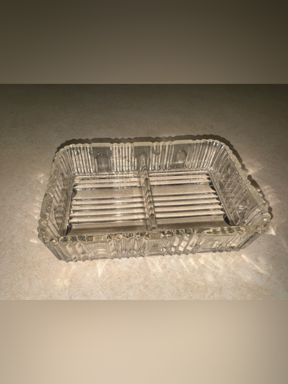 Vintage Crystal two sided candy dish